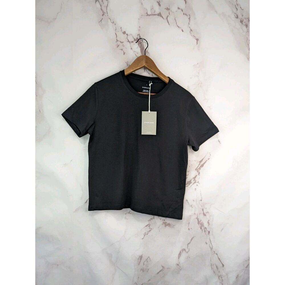 Everlane T Shirt Womens Black Crewneck Box Cut Tee The Organic Cotton